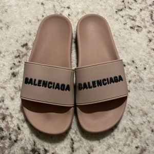 Women’s size 8.5 Balenciaga pool slides blush pink. Lightly worn.